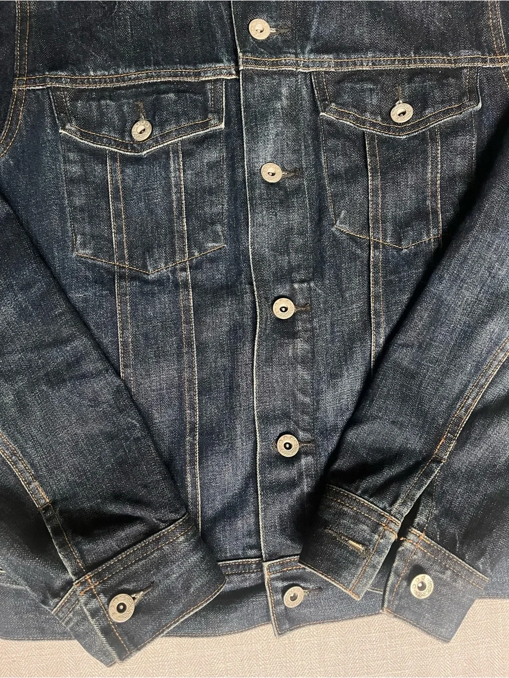Men's Kaihara Japanese Denim Classic Trucker Jacket in Dark Indigo Wash